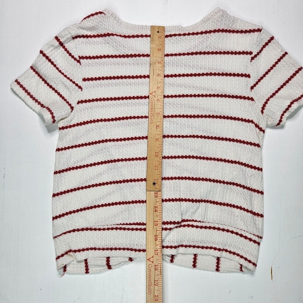 Altar'd State Crop Top Women XS White Red Striped Front Knot Waffle Knit AN11263 - Picture 8 of 10